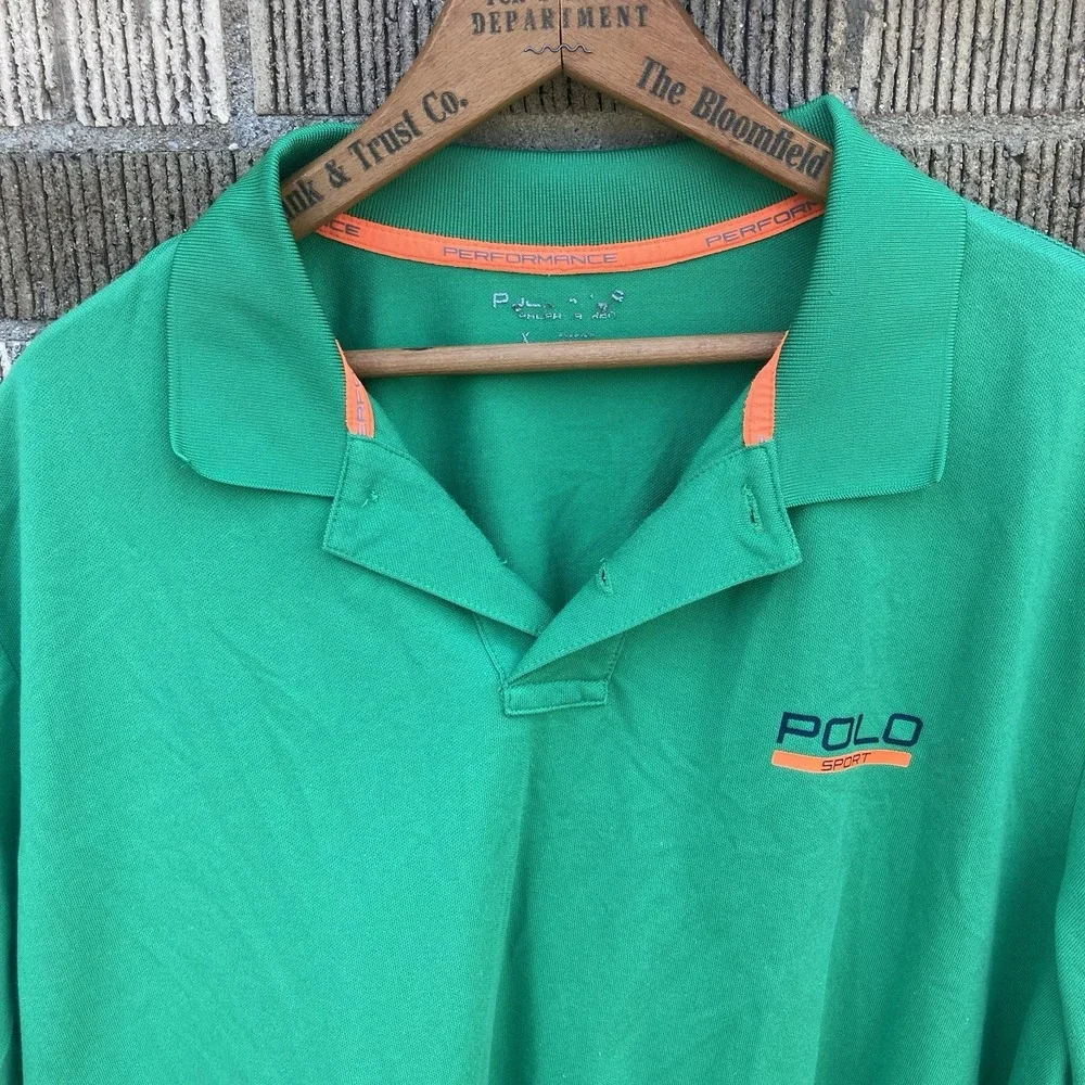 Polo Sport Ralph Lauren Men's XL Golf Polo Green Orange Thermo Vent Performance